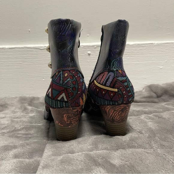 Art Work Faux Leather Colorful ArtsyCuff Ankle Boots / US SIZE 10 - Picture 5 of 8